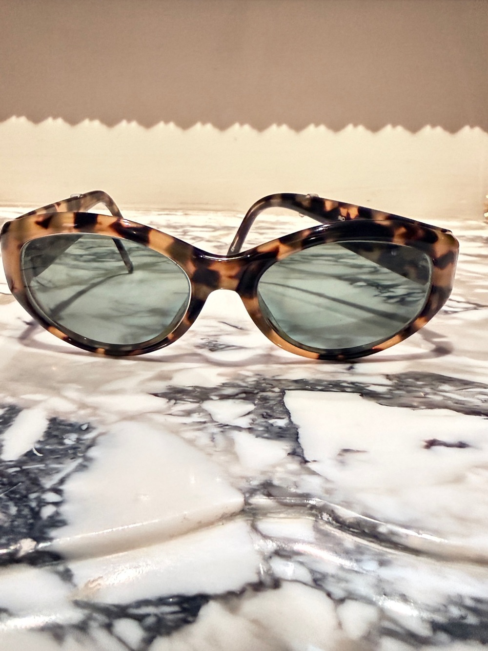 Brighton Tortoise Shell Oval Sunglasses with Green Lenses